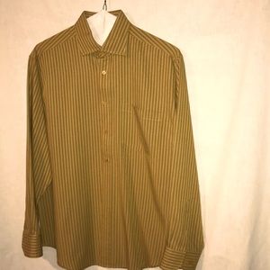 Bugatchi Vintage Mens Orange Plaid Patterned Shirt